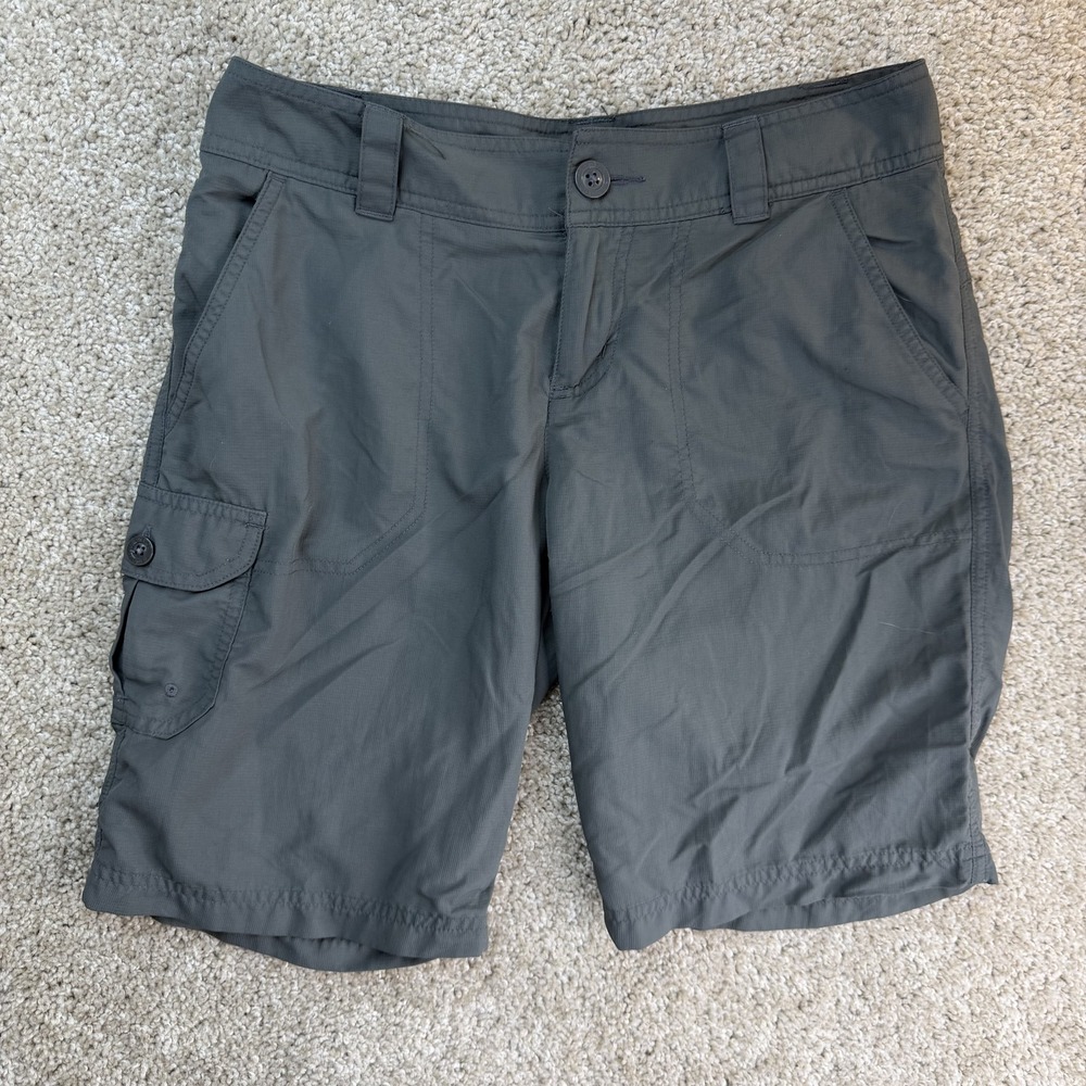 Columbia Cargo Shorts Womens 4 Gray Nylon Hiking Outdoor Pockets Summer Casual